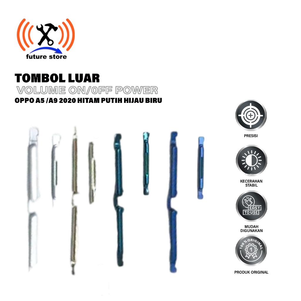 TOMBOL LUAR POWER ON/OFF VOLUME UNTUK HP OPPO A5 2020 A9 2020 HITAM PUTIH HIJAU BIRU - SPAREPART HP