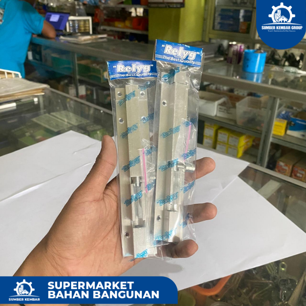 Grendel Tanam Relyg – Flush Bolt Pintu Aluminium & Kayu (Silver)