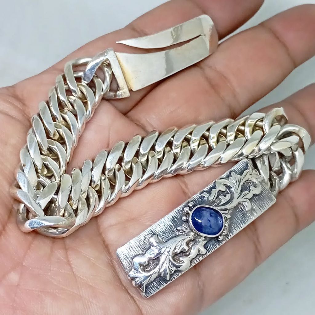 Gelang Rantai Plat Perak Silver 925