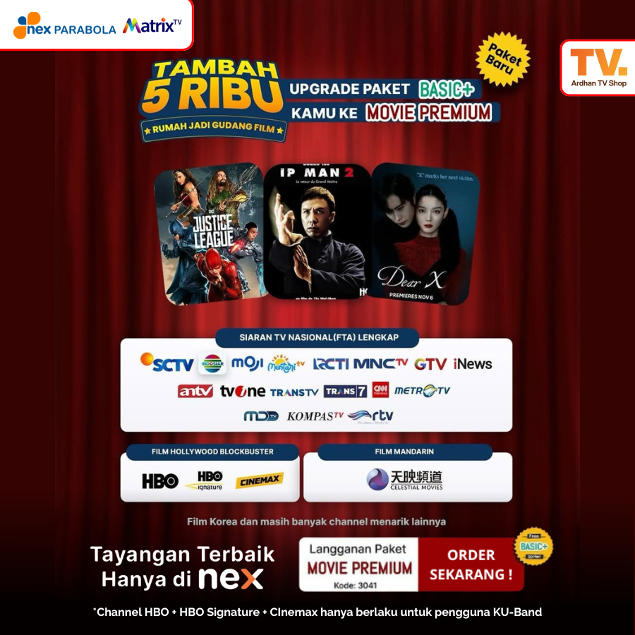 Nex Parabola Dan Matrix Paket MOVIE PREMIUM 1 Bulan - Paket nonton Movie
