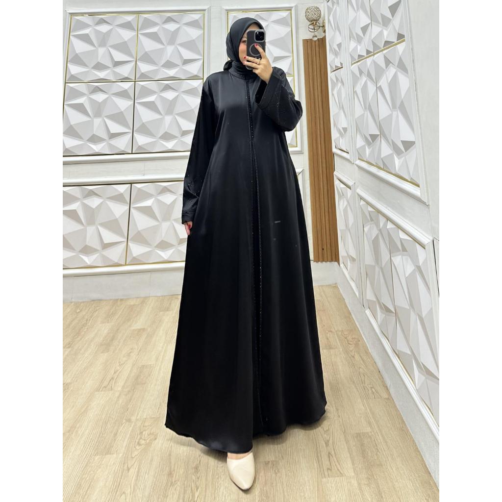 Gamis Abaya Jetblack Luxury Seleting Busui Friendly by Dharby / DNL premium wenwencollections muslim