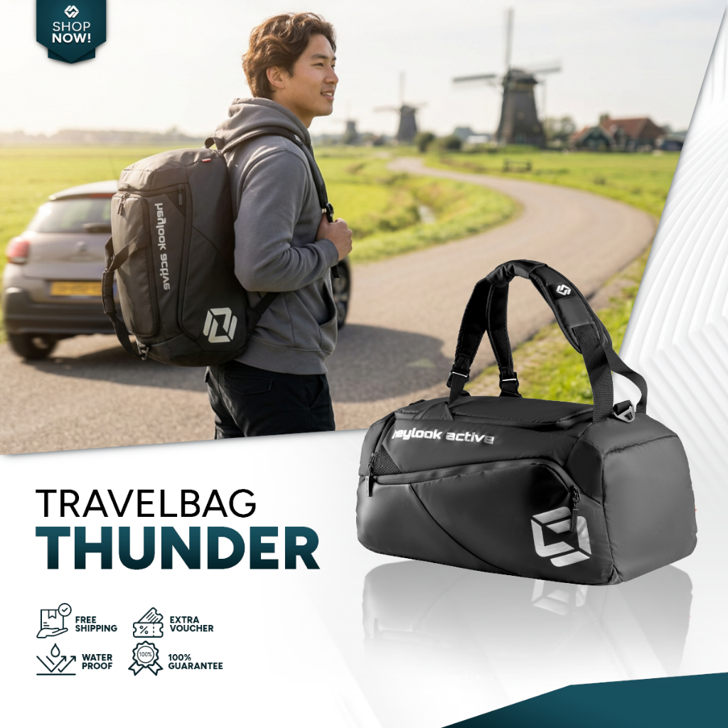 HEYLOOK - Travelbag Pria Multyfungsi 3 in 1 THUNDER Duffle Bag Tas Gym Travel Bag Tas Fitness Tas Fu