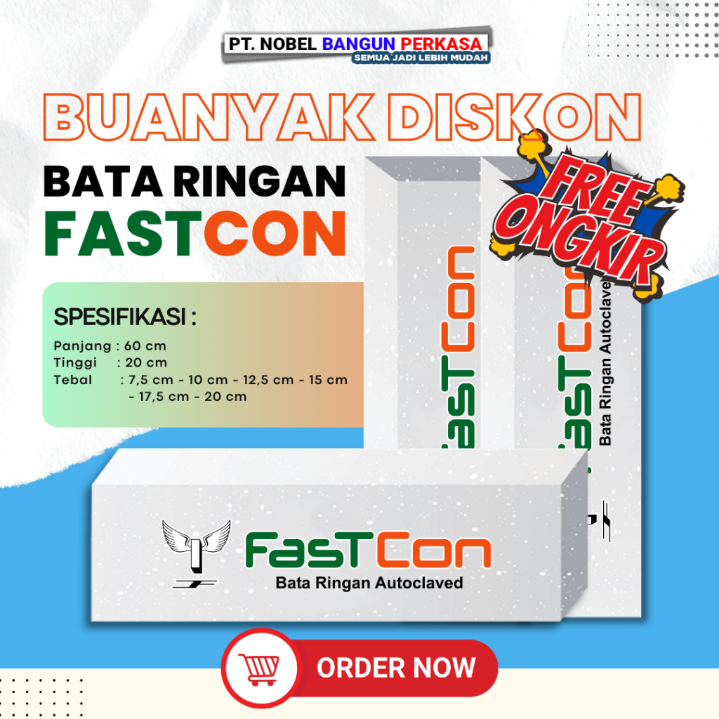 Hebel Fastcon / Bata Ringan Fastcon AAC SNI Gratis Ongkir Siap Kirim Seluruh Indonesia