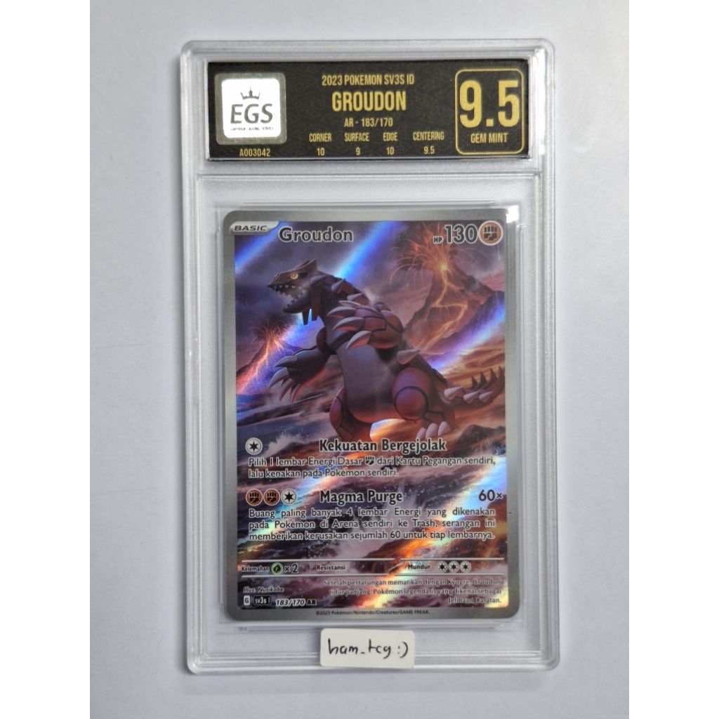 Pokemon Groudon AR 183/170 SV3s EGS 9.5 Gem Mint Slab