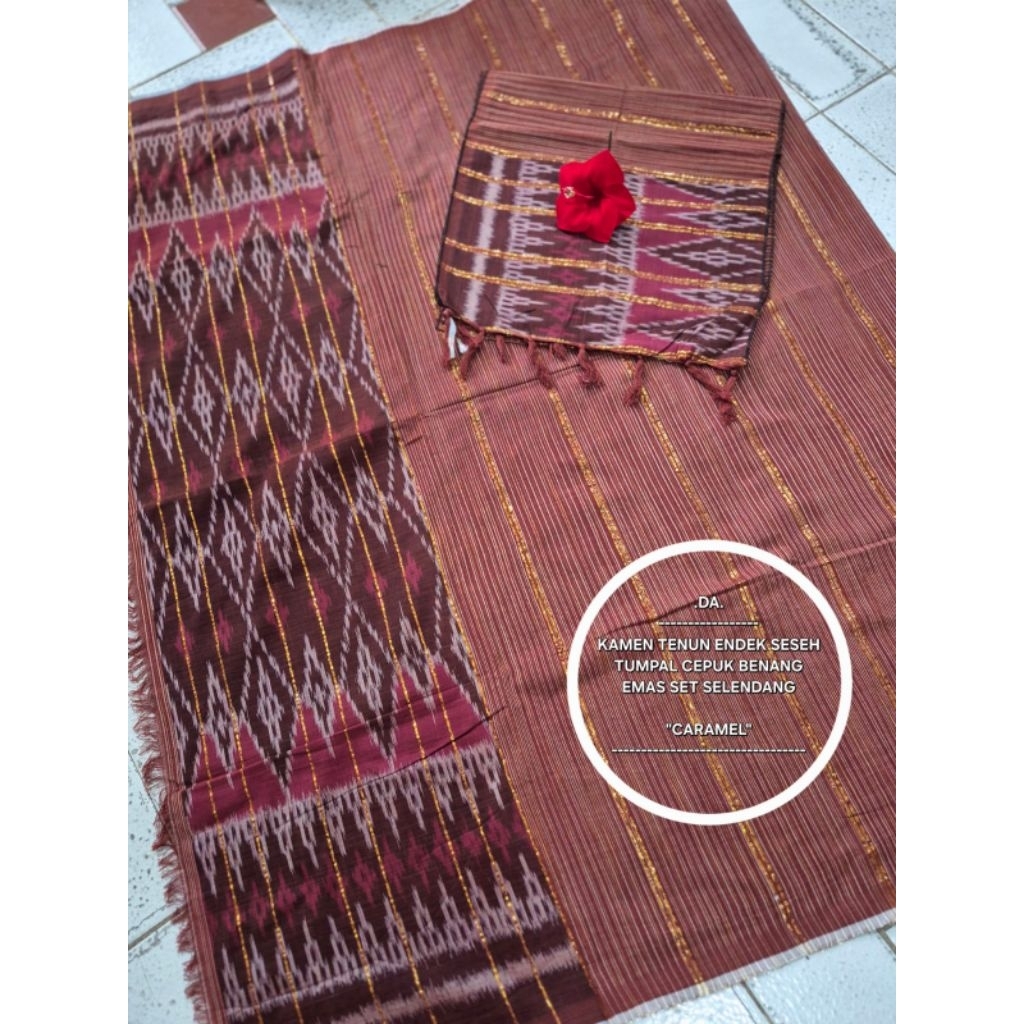 Kamen Songket Endek Tretes Semi Mastuli Plus Selendang