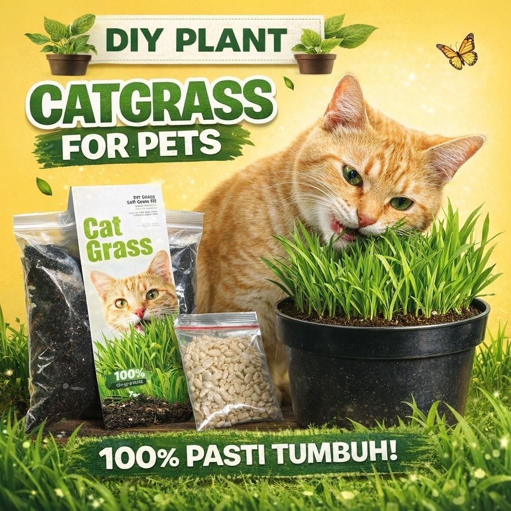 PAKET TANAM CATGRASS - DIY PLANT FOR CAT LOVER Souvenir Pecinta Kucing Paket FULLSET Menanam Catgras