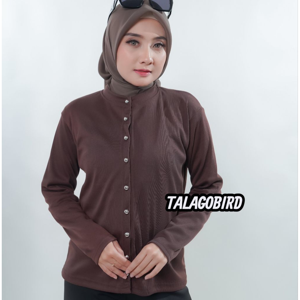 Atasan Knit Wanita Lengan Panjang Basic Korean Top Outer Baju Knit Kancing Aktif Wanita