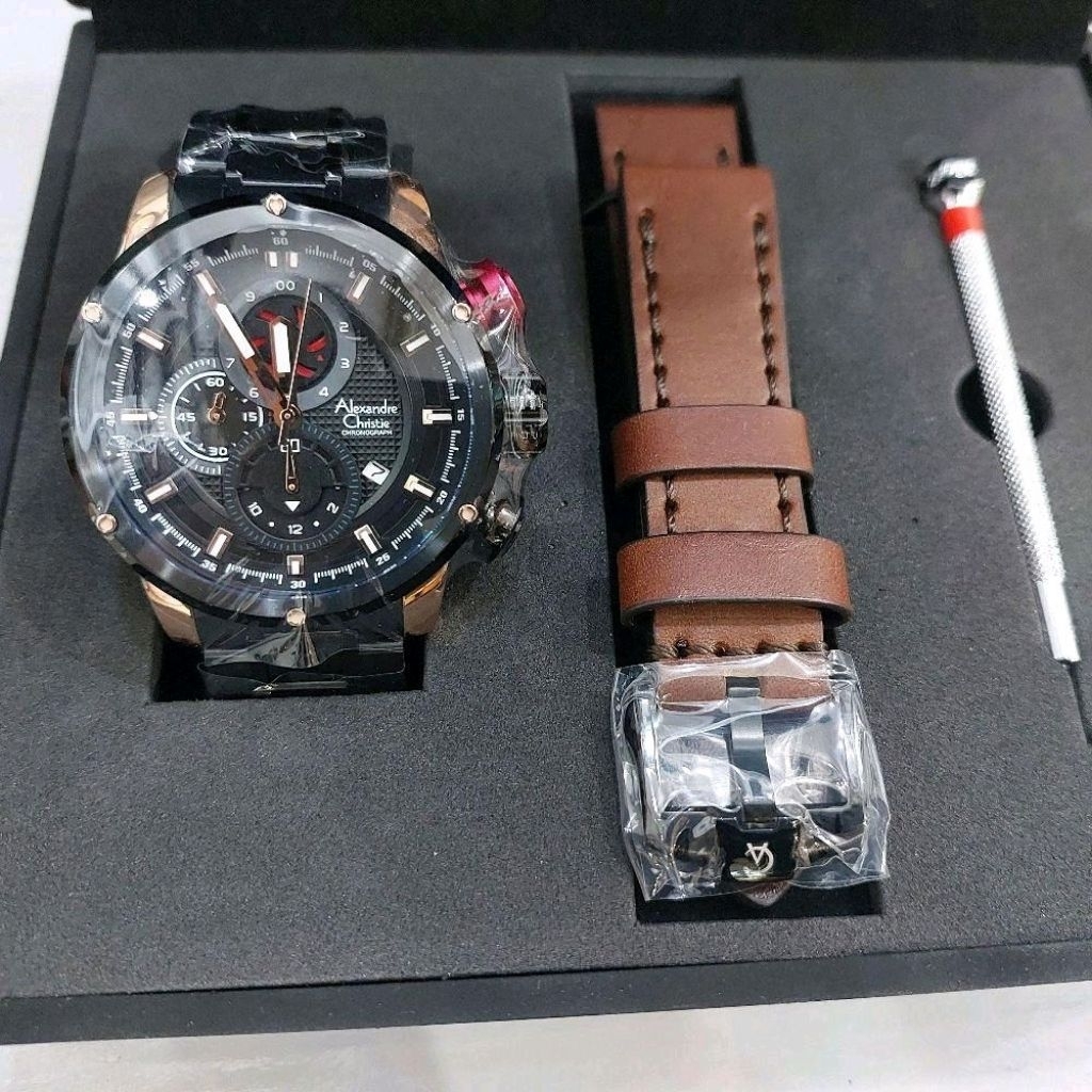 Jam Tangan Alexandre Christie Set Box 6239 MC Original