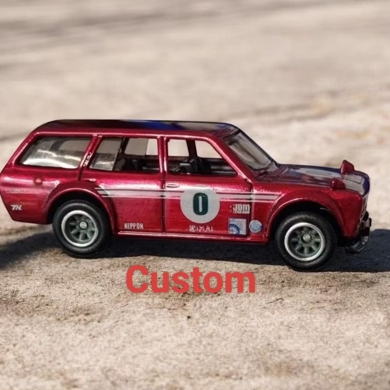 Hotwheels THS STH Datsun Wagon Bluebird 510 merah ban karet Custom rare
