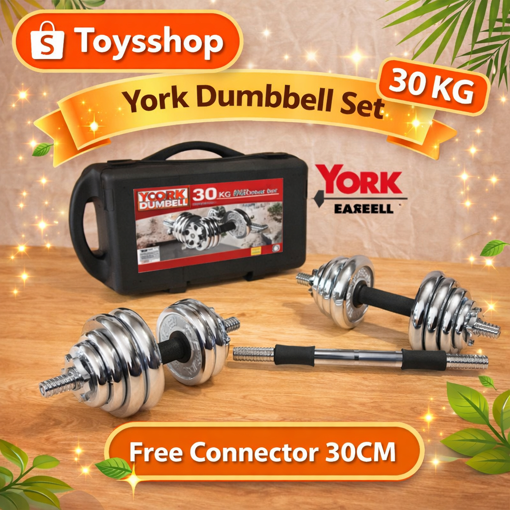 KHUSUS GOJEK Dumbell York 30kg Chrome / Barbel 30kg / Dumbel Set 30 kg dumbell koper set 30 kg