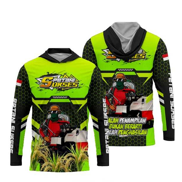 kaos petani lengan panjang bertudung jersey printing dryfit