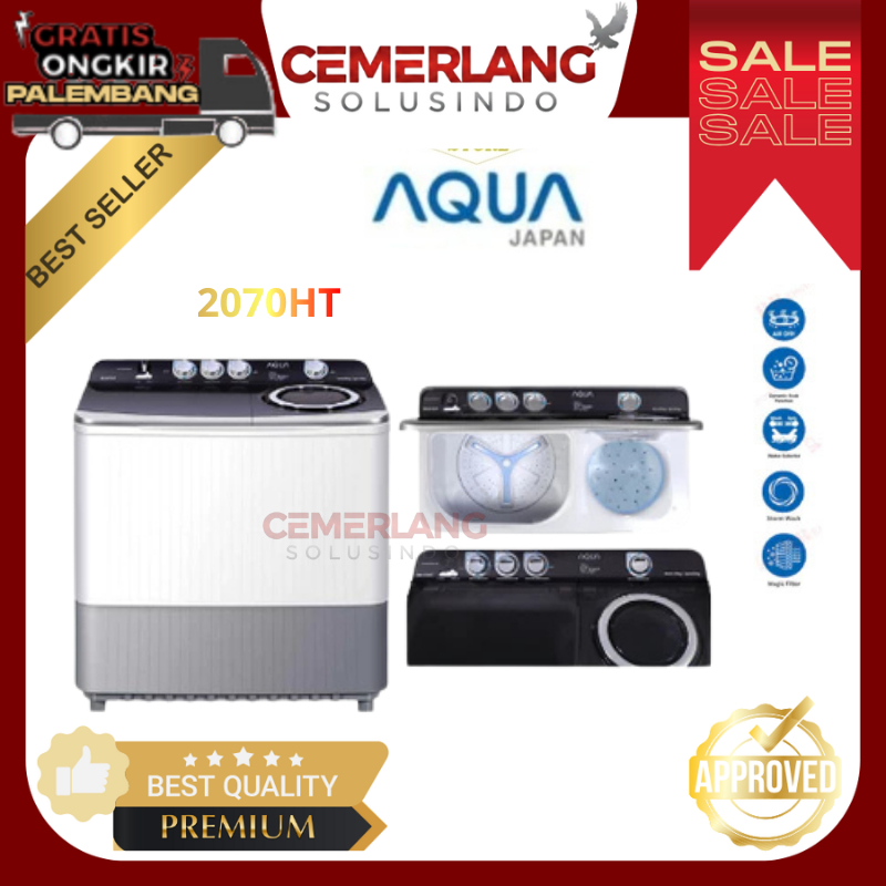 Mesin Cuci Aqua 2 Tabung QW-2070HT Mesin Cuci 2 Tabung Aqua 20Kg Aqua Mesin Cuci
