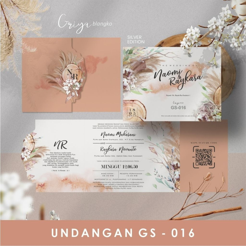 CETAK UNDANGAN AESTHETIC MURAH LIPAT TIGA | GS 016 | PADANG INVITATION