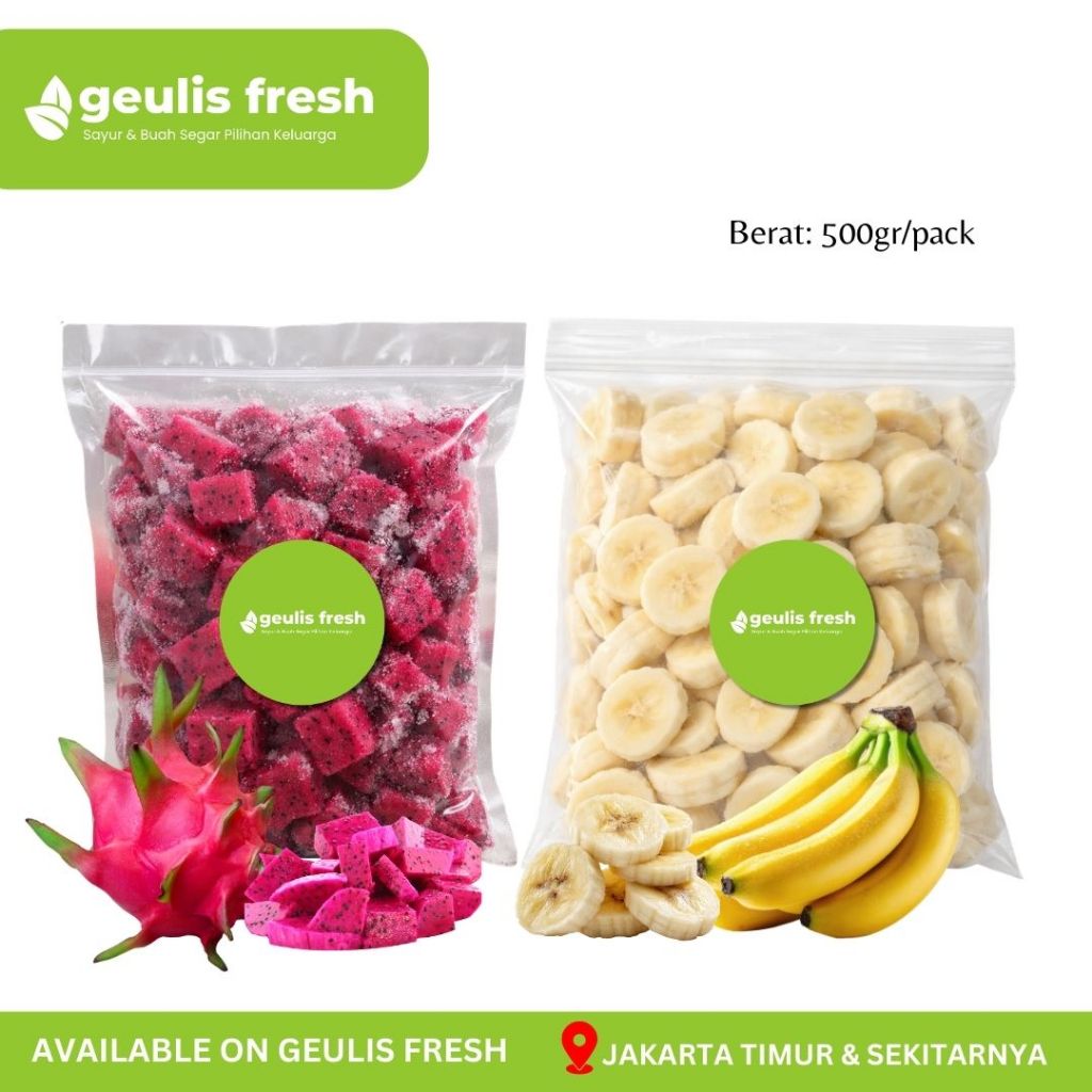 [BUNDLING HEMAT] Buah Naga Frozen 500gr & Buah Pisang Frozen 500gr | Buah Beku Segar Jakarta Timur G