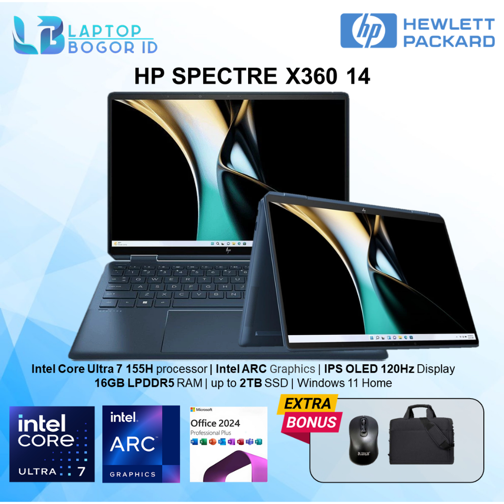 Laptop HP Spectre X360 14 Intel Evo Ultra 7 155H Ram 16GB 2TB SSD Intel ARC 14 2K OLED Windows 11