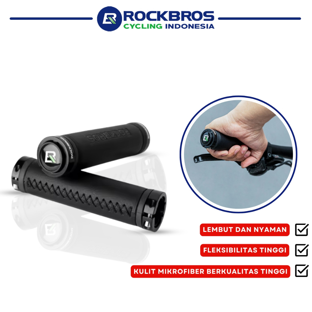ROCKBROS Handgrip Sepeda Leather Tutup Setang Bicycle Grips Anti Slip Ergonomis MTB | RCI 40210003