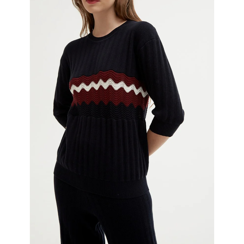 PRELOVED. SET DUMA Noel Top & Long Pants - Navy Knit Wear / Duma