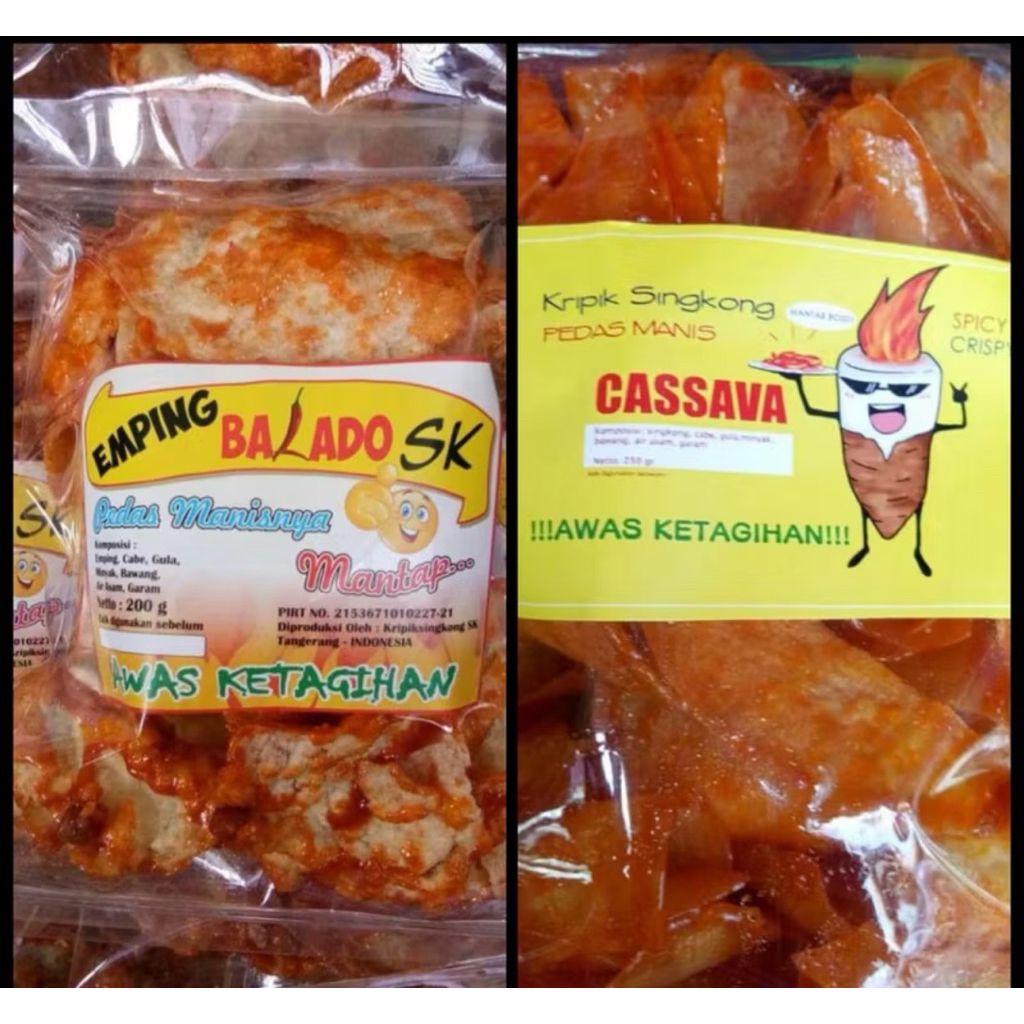 Bundling 4 bungkus Emping / Singkong Balado