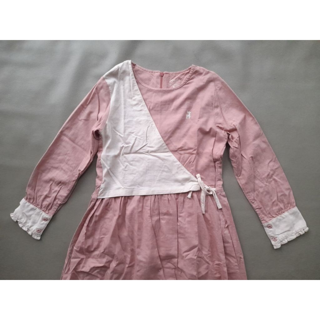CRESSIDA GAUN MUSLIM GAMIS DRESS ANAK PINK KREM