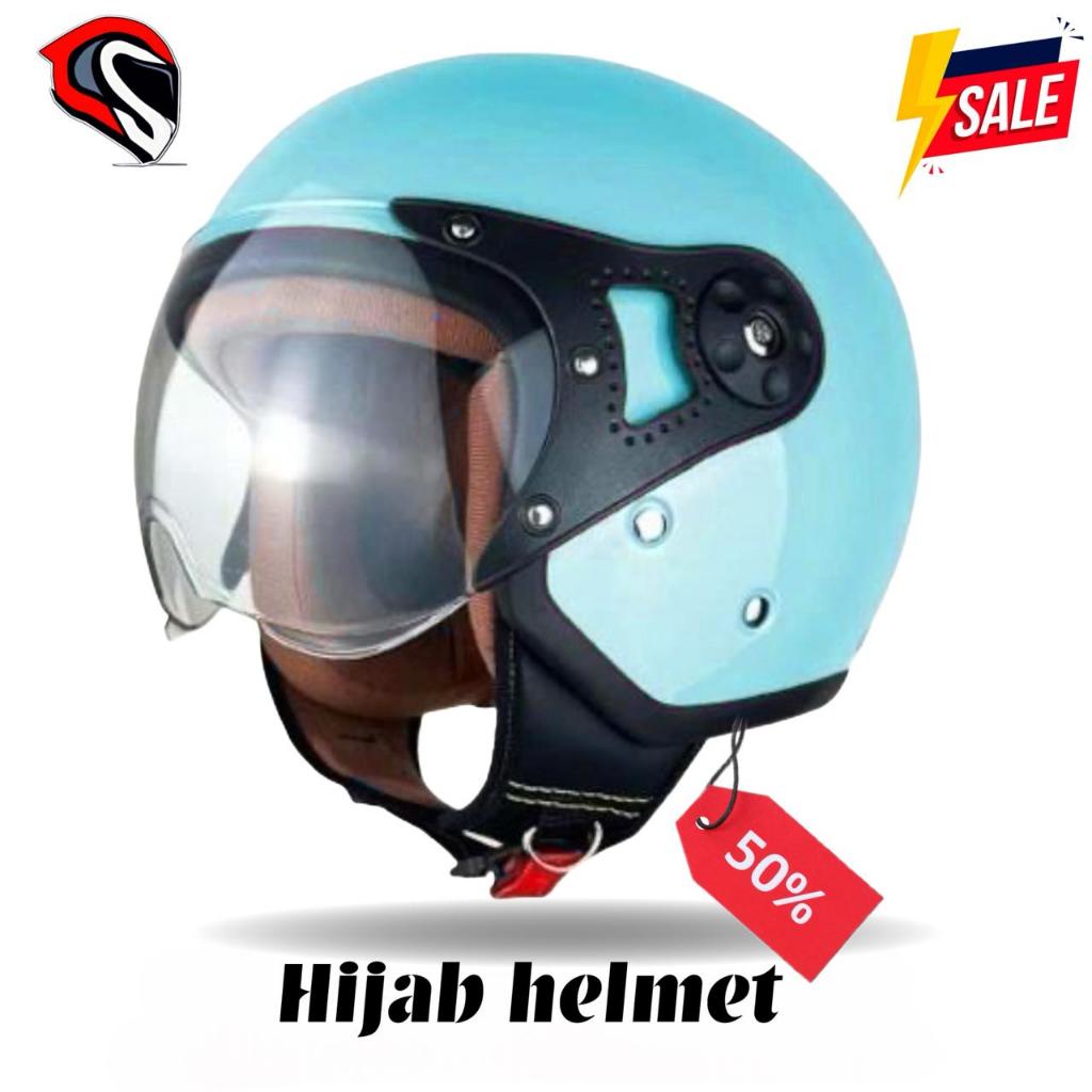 HELM MLA RETRO HIJAB SNI DEWASA KACA PILOT CLEAR MLA HIJAB HELMET