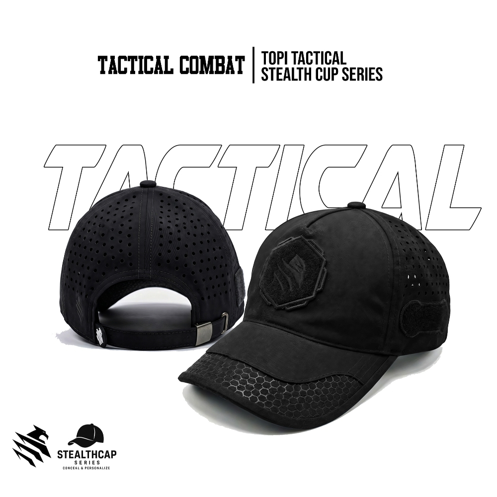 Topi Tactical Combat StealthCap Series – Velcro Patch Adjustable, Bisa Custom Logo & Nama