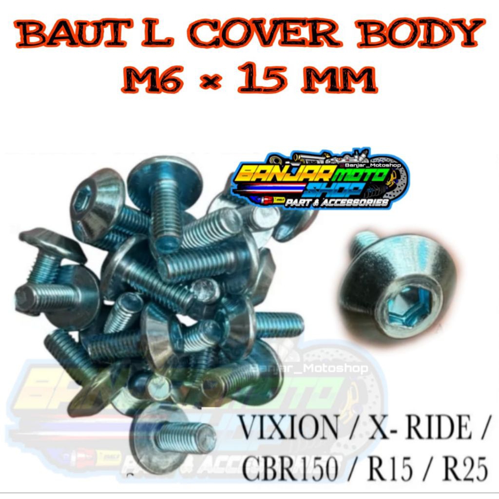 BAUT COVER BODY KUNCI L M6×14MM VIXION / X-RIDE / CBR150 / R15 / R25