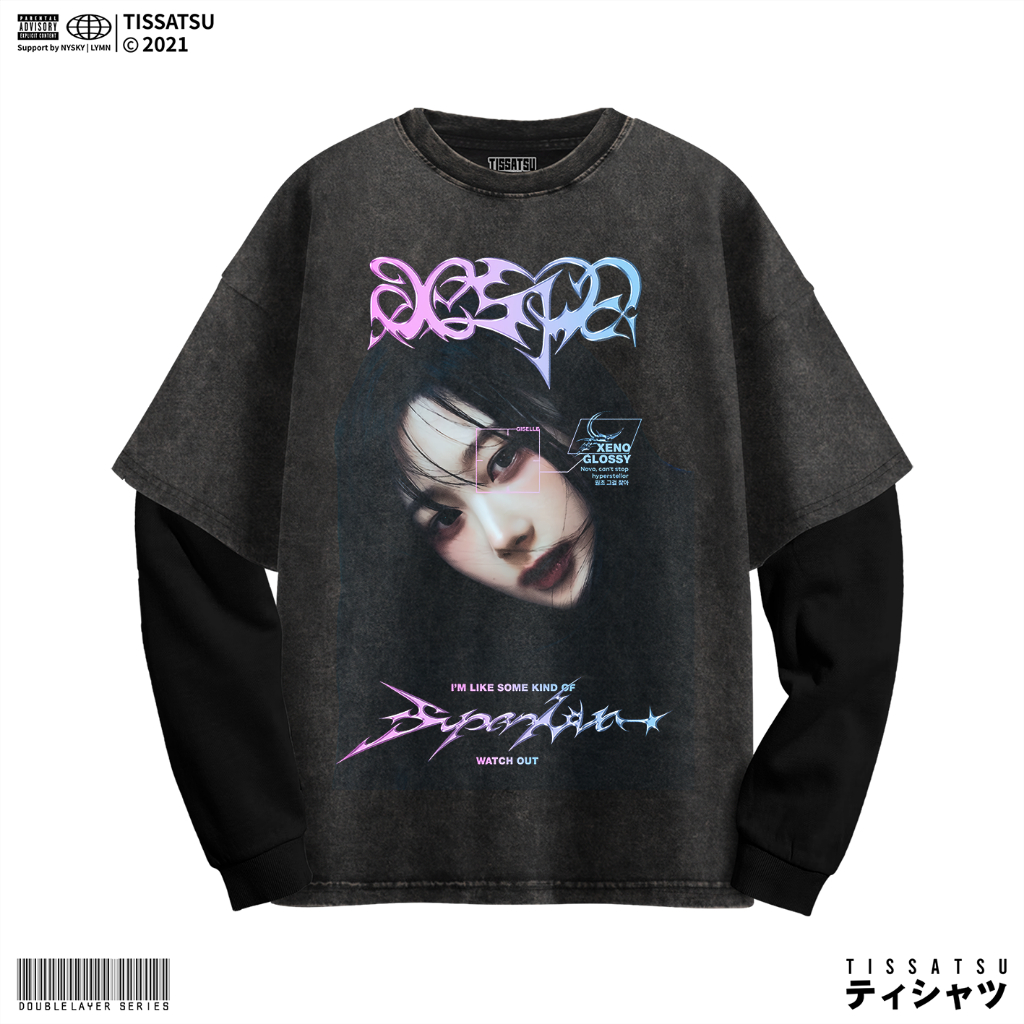TISSATSU Longsleeve AESPA GISELLE SN Double Layer Oversize / Baju Wash Lengan Panjang AESPA-48