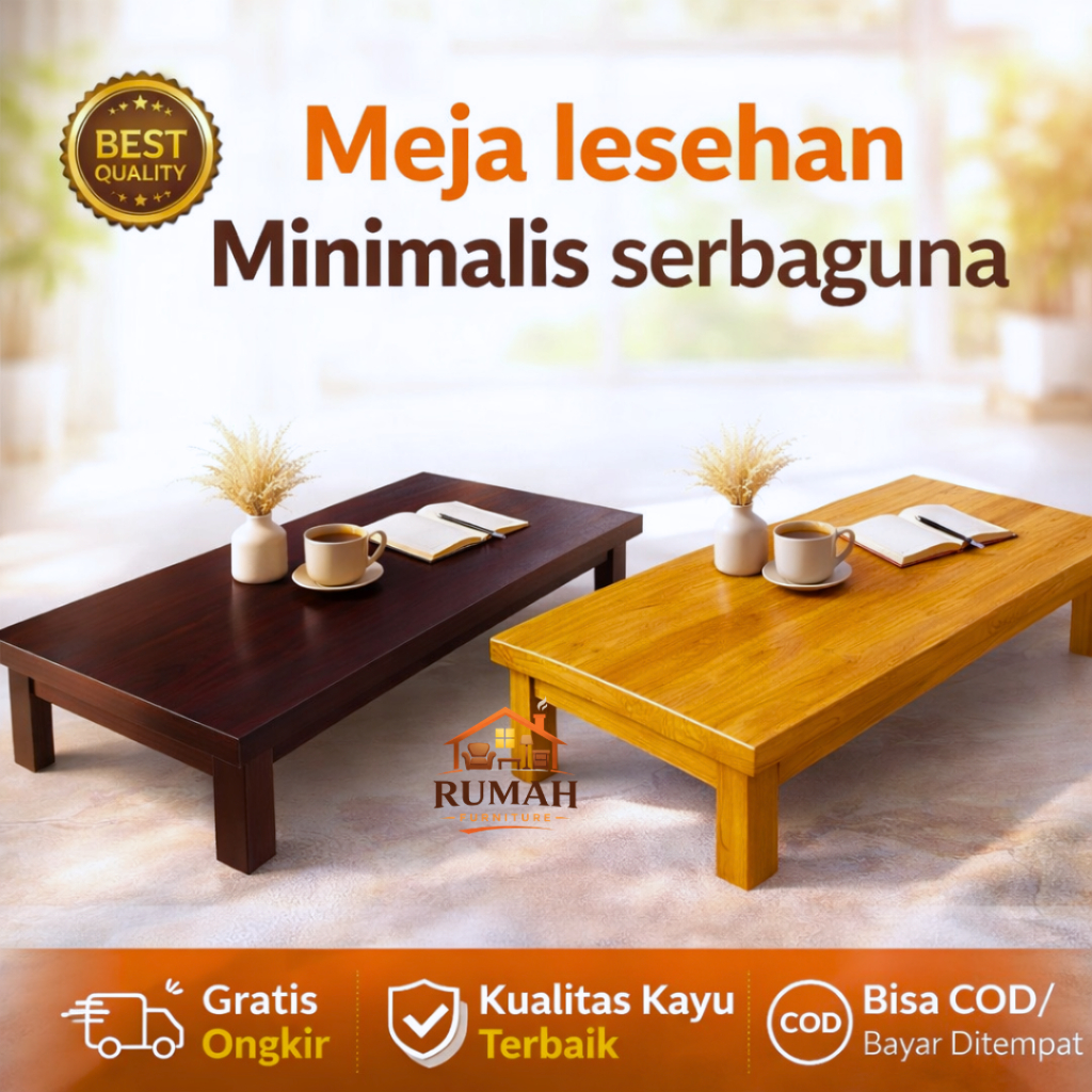 Meja Lesehan Jumbo Kayu Multifungsi Pendek Minimalis