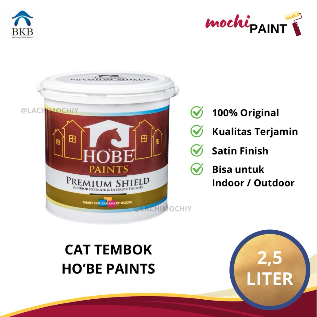 Cat Tembok HO'BE PAINTS PREMIUM SHIELD 2,5 LITER (Warna Biru - Hijau) | Cat Rumah / Pelapis Dinding 
