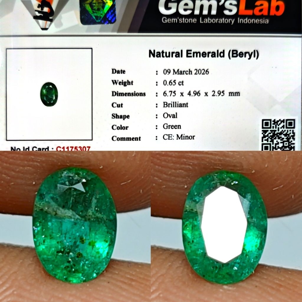 Natural Zamrud Emerald Minor Under 1ct GLI Material Crystall Warna Ijo Botol Good Luster Siang Malam