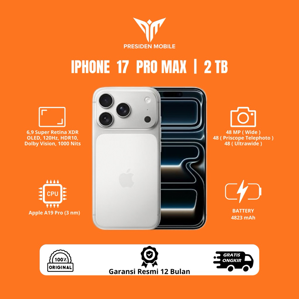 Apple iPhone 17 Pro Max 2TB - Silver ( Garansi Resmi )
