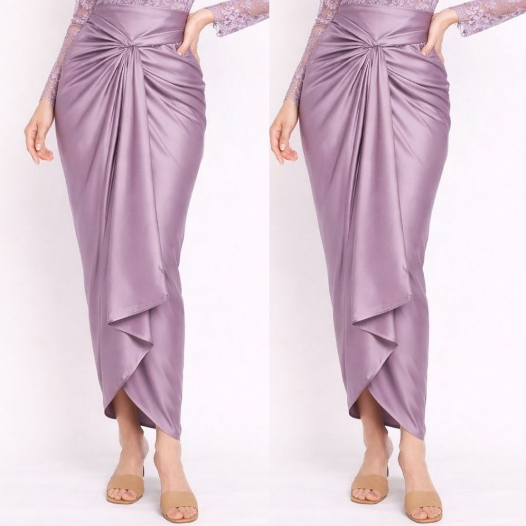 Rok Lilit Satin Silky Lavender/Rok Lilit Satin Premium Rok Kebaya Wanita