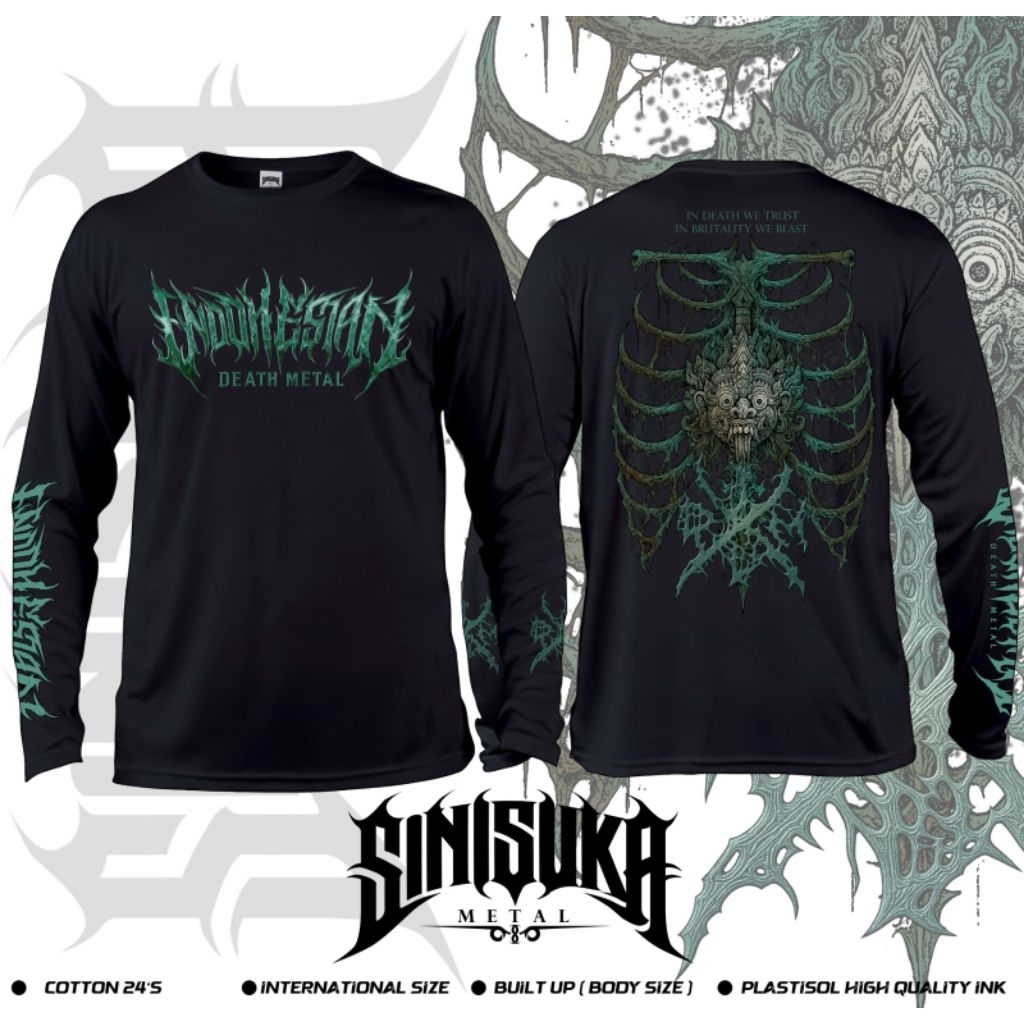kaos lengan panjang rusuk kaos metal kaos musik indonesian death metal katun hitam tanpa jahitan sam