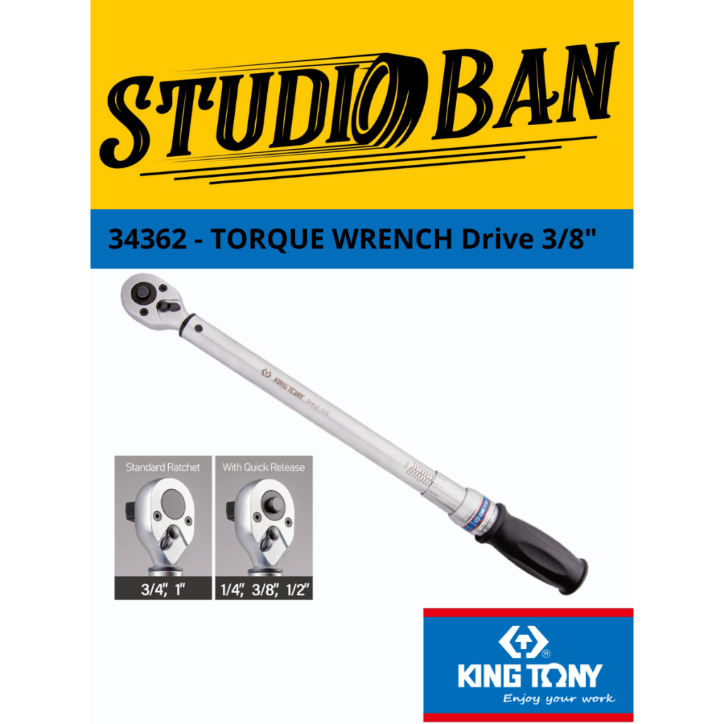 Kunci Torsi Kunci Moment 3/8 Inch 10 - 60NmKing Tony Heavy Duty Adjustable Torque Wrench (Newton Met