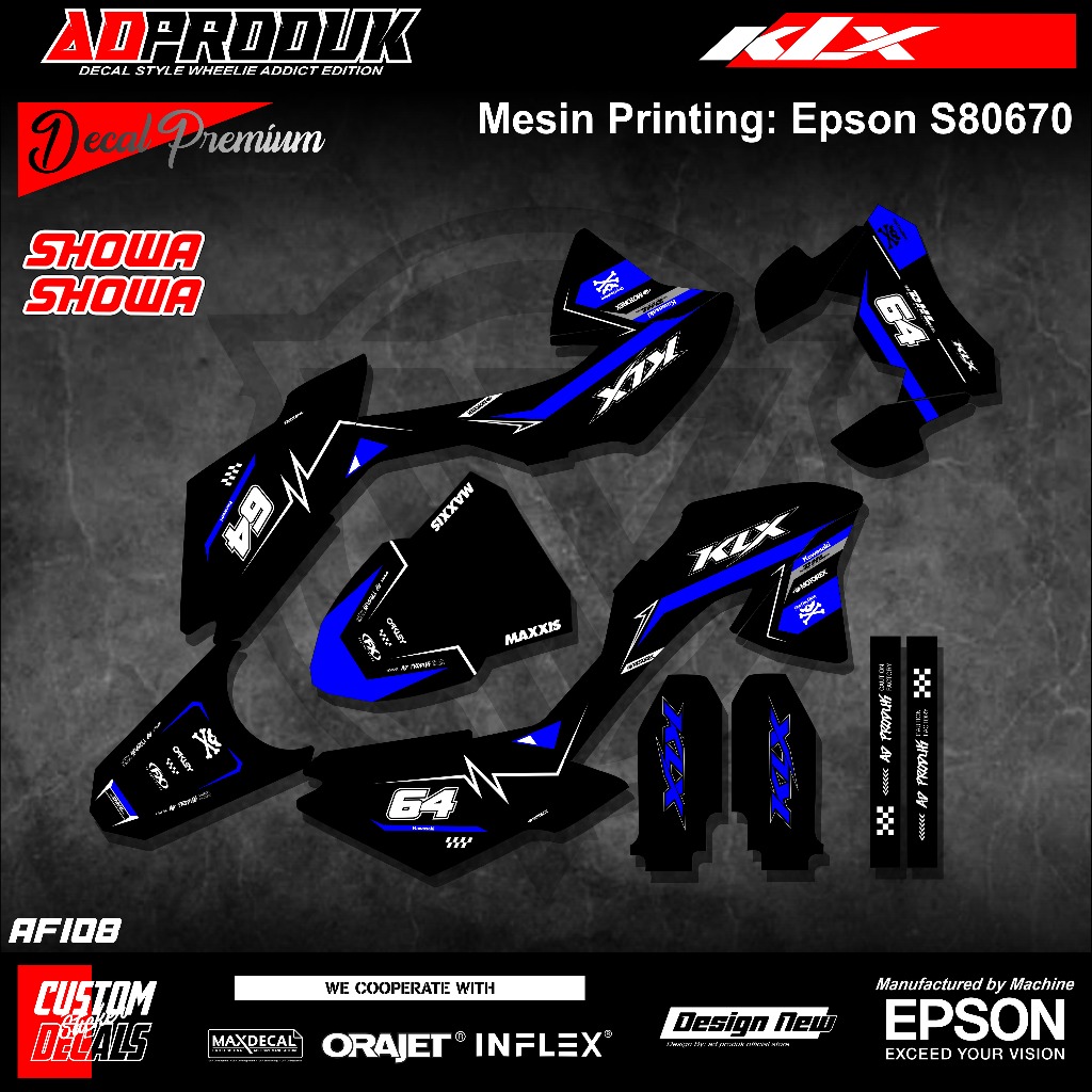 DECAL FULLBODY KLX BF 150 VARIASI HITAM GLOSSY DOFF HOLOGRAM BY AD PRODUK
