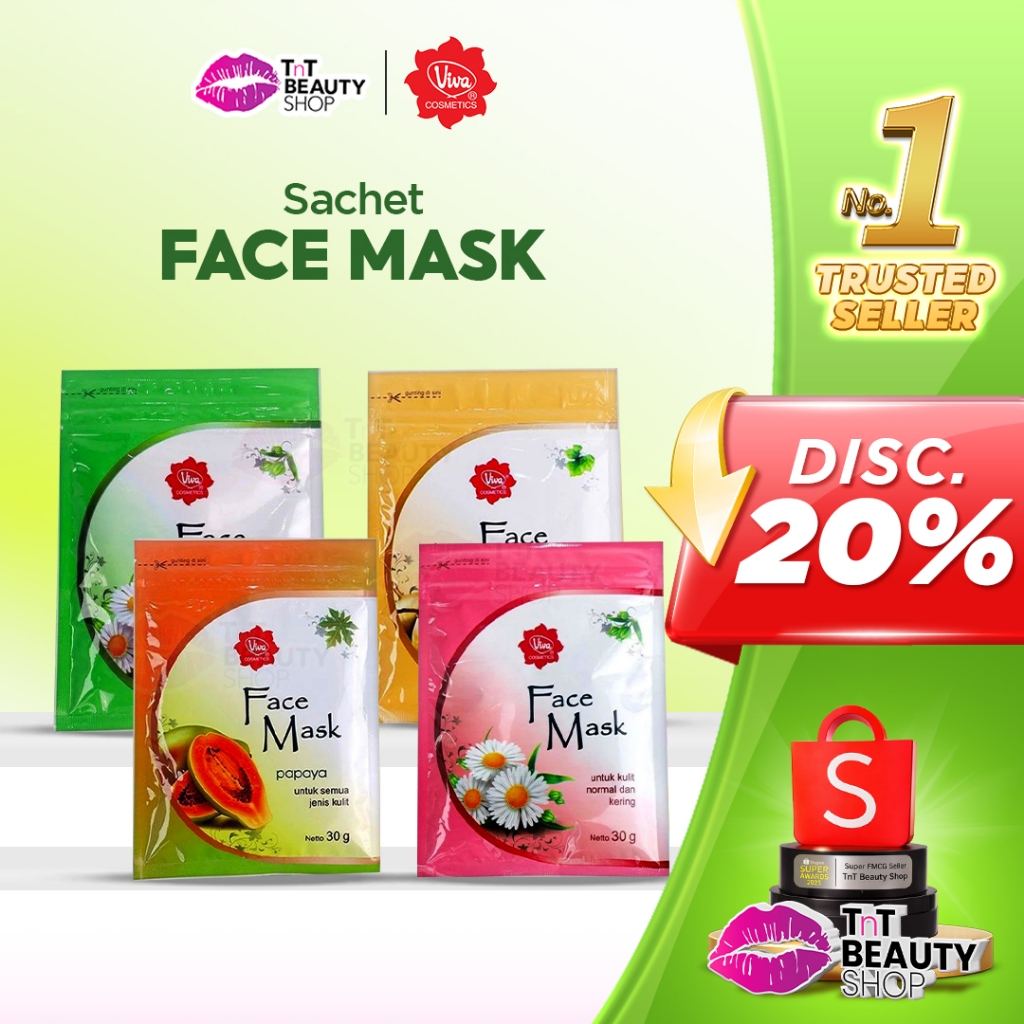 Viva Face Mask Sachet ukuran 30 g | Masker Wajah | TnT Beauty Shop