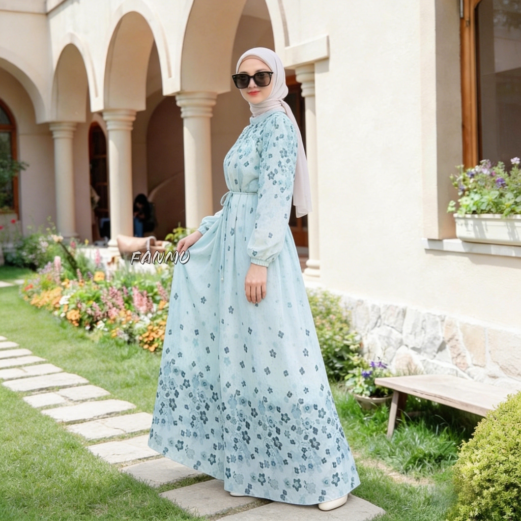 FANMU long dress floral muslim dress hijab bangkok