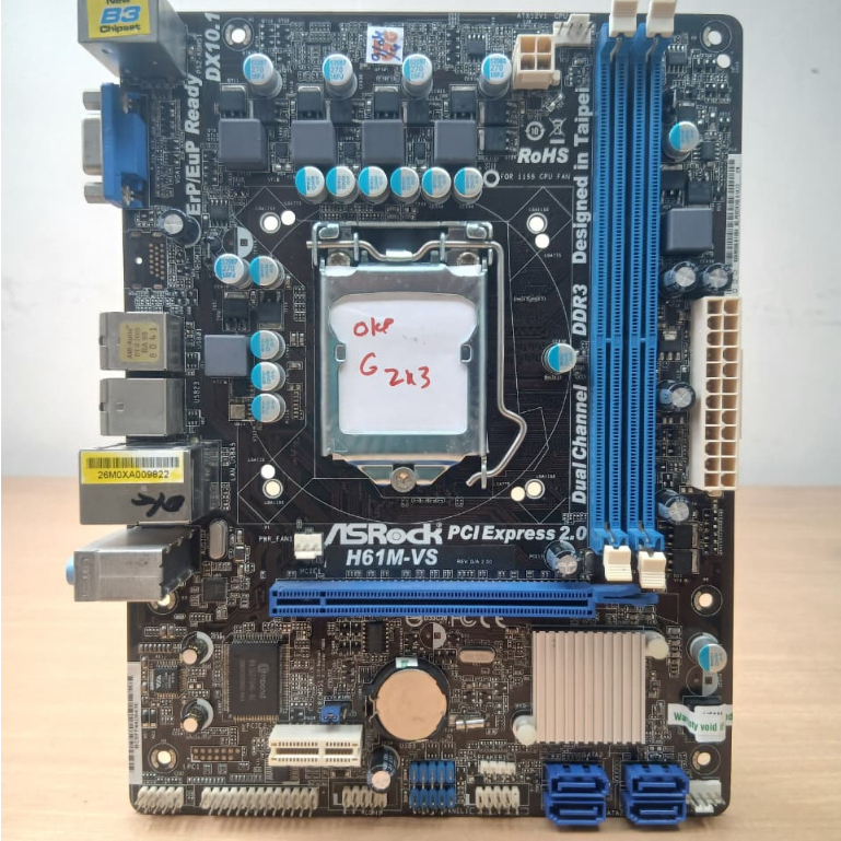 Motherboard ASRock H61M-VS LGA 1155 DDR3 Slot 2 Second Bergaransi