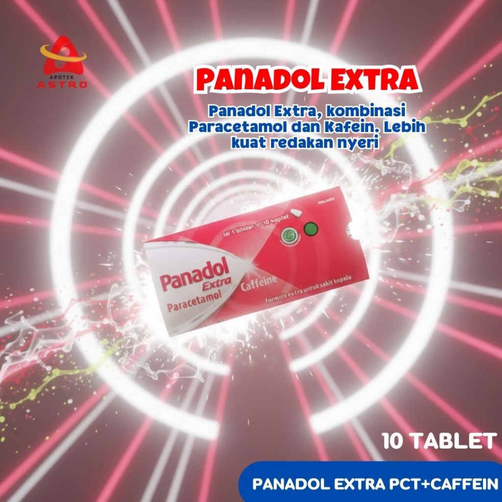 Panadol Extra Paracetamol Kafein 10 Tablet, Formula Extra Untuk Sakit Kepala
