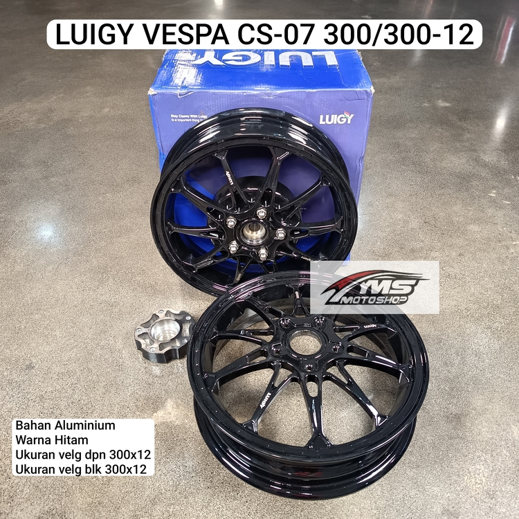 LUIGY VELG MOTOR VESPA CS-07 300/300 RING 12 HITAM