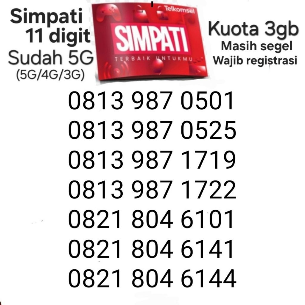 Nomor Cantik Simpati 11 Digit Telkomsel Kartu AS Loop Perdana Murah Termurah Paket 3gb Kuota 3 Gb