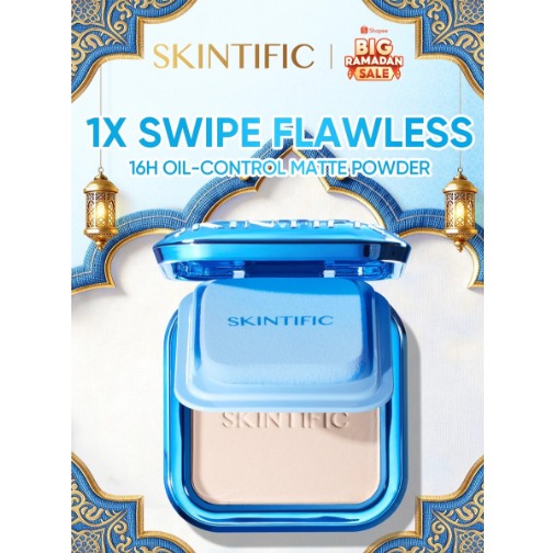 SKINTIFIC - Ultra Cover Powder Foundation | Cocok untuk Kulit Berminyak Berjerawat & Semua Jenis Kul