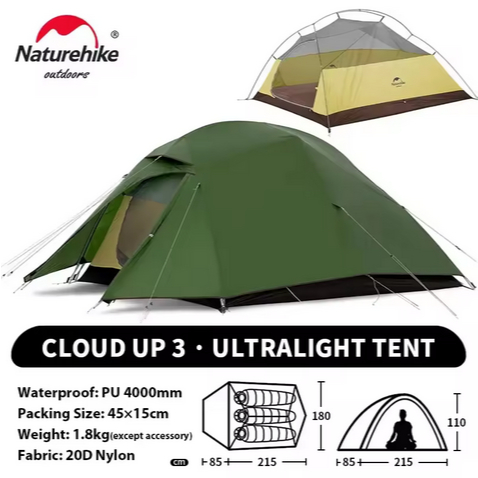 TENDA CLOUD UP 3 20D/210T NATUREHIKE NH18T030-T UPGRADED VERSION