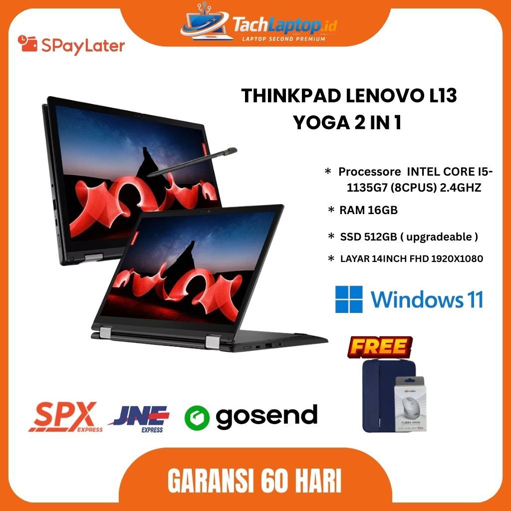 THINKPAD LENOVO L13 YOGA CORE I5-1135G7 RAM 16GB SSD 512GB + STAYLUS