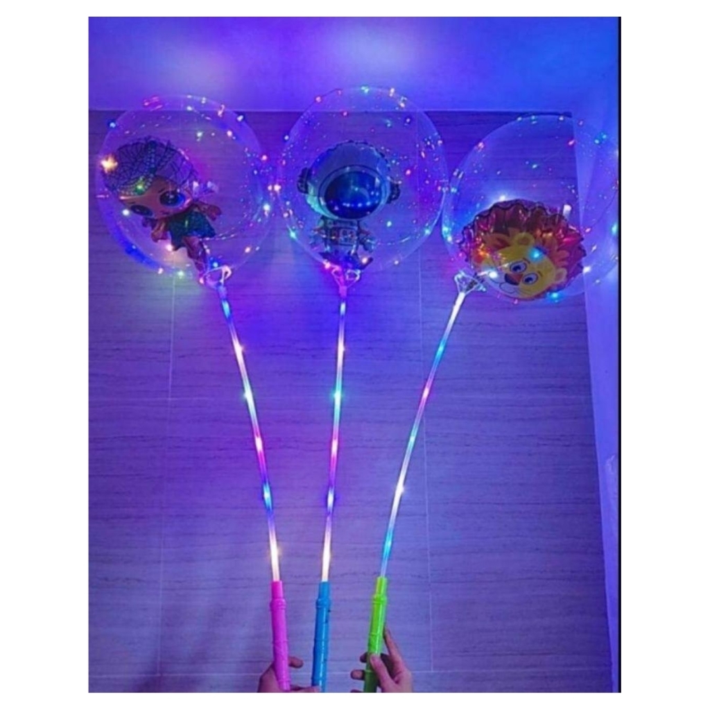OBRAL Balon LED Karakter 3 Mode Kedip 50cm Paket Lengkap Balon Bobo + Foil + Lampu 3m Tanpa Baterai