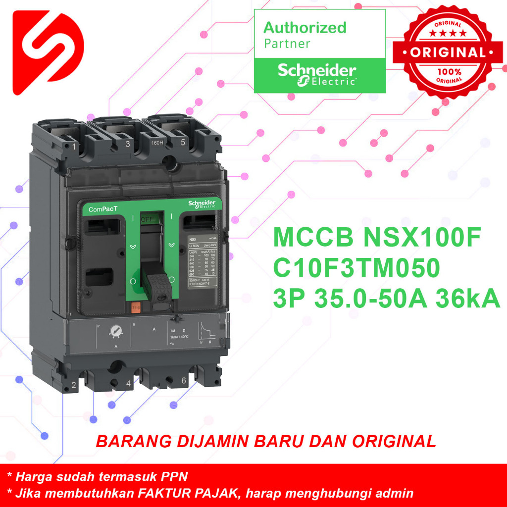 MCCB NSX100F 3P 50A 36kA C10F3TM050 TM50D 35-50A Original Schneider