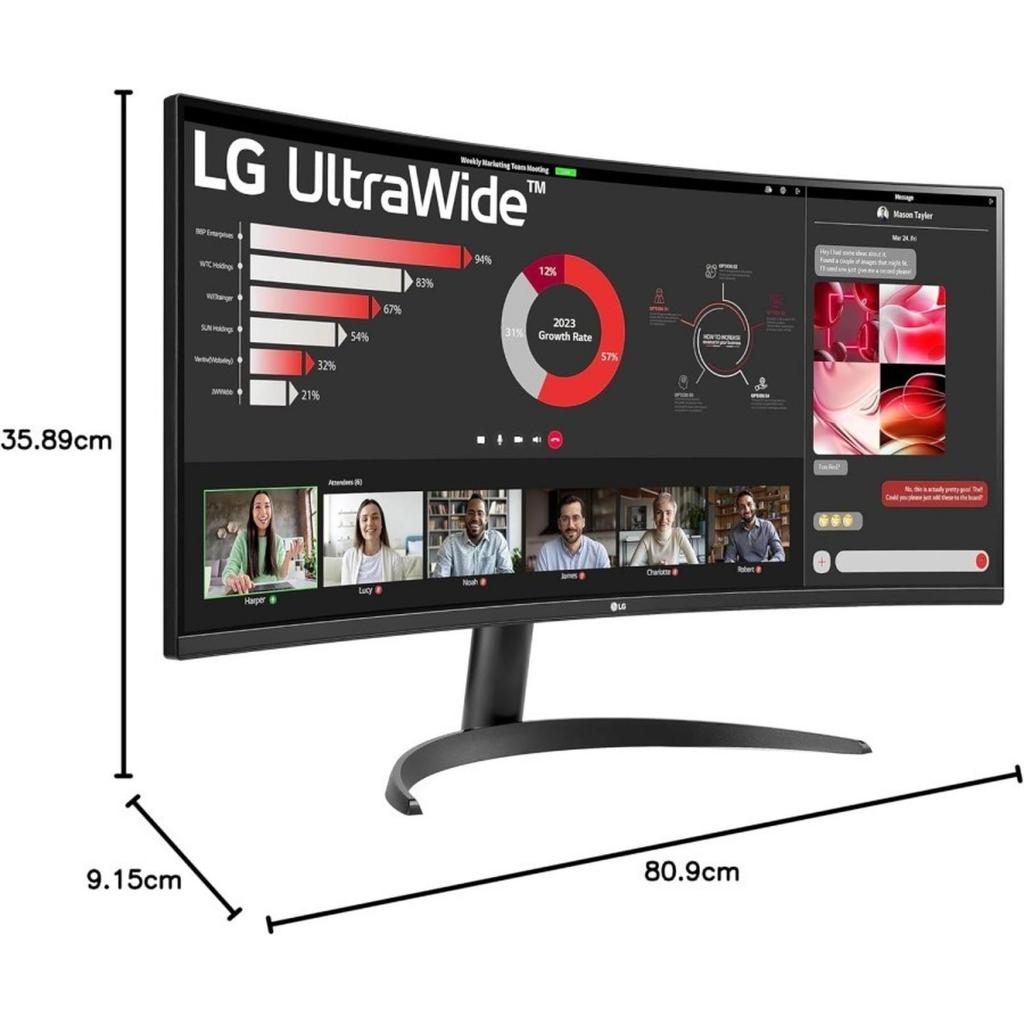 MONITOR LG LED 34" Monitor UltraWide QHD Curved 100Hz - 34WR50QK-B
