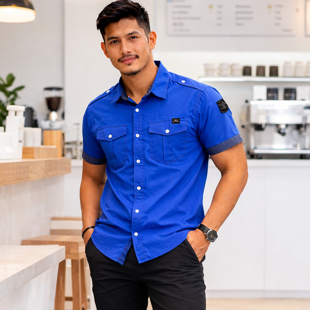 Ernamarket Kemeja Kerja Lengan Pendek Pria / Kemeja Proyek / Baju Lapangan / Katun Tebal