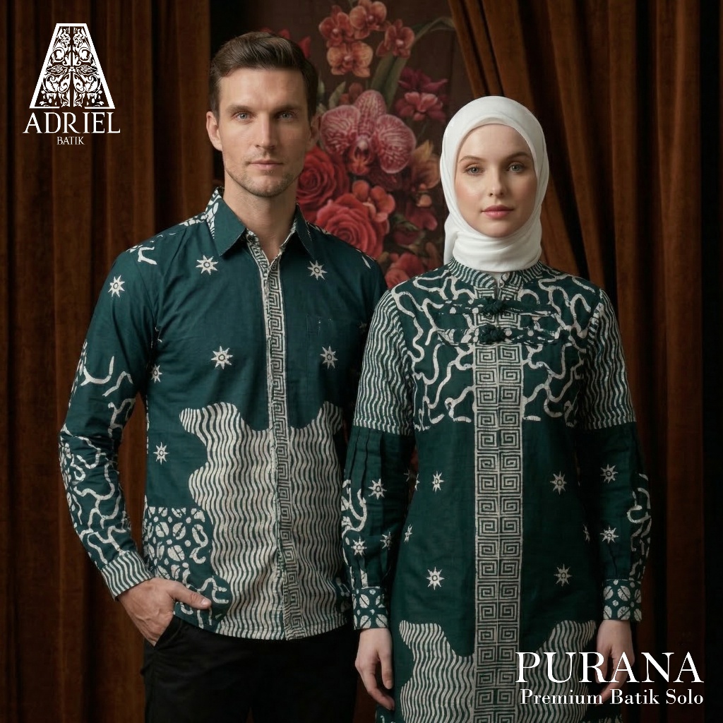 PURANA BATIK TULIS (TUNIK WANITA / KEMEJA PRIA) - Premium Solo Lengan Panjang PREMIUM Tunik Batik Mo