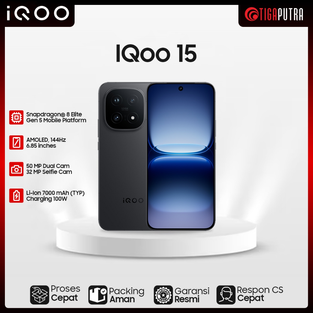 IQOO 13 // 15 5G (RAM 16GB, ROM 512GB, AMOLED 144Hz, Snapdragon 8 Gen 5 Ultra, Q3 Chip, 7000mAh 100W